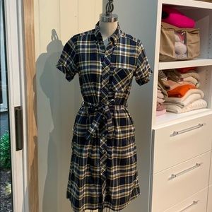 Engineered Garments cotton plaid shirt dress.